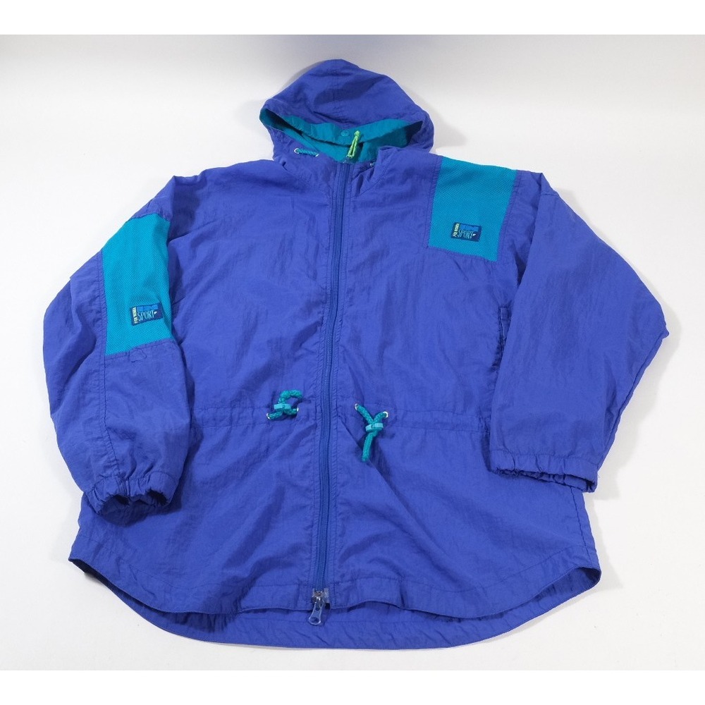 In Sport‎ Windbreaker Women Medium Purple Vintage 90s Colorblock Hooded Jacket